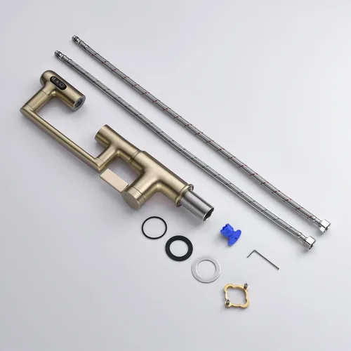 Miniatura 7 de Lefton Grifo giratorio para baño con pantalla de temperatura en Fahrenheit (sin baterías), 3 modos de agua, oro cepillado, BF2204-6