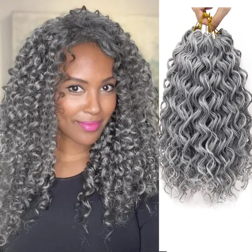 Miniatura 17 de 8 Paquetes de Cabello Rizado con Ganchillo GoGo, Cabello Rizado con Ganchillo para Mujeres Negras, Trenzado de Onda Profunda, Cabello Sintético
