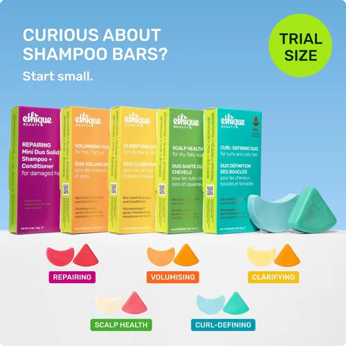 Miniatura 7 de Ethique Beauty Mini Sampler - Juego de barra de champú y acondicionador sólido, champú clarificador para cabello graso con aceite de ricino, sin