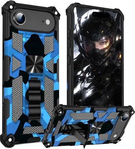Miniatura 28 de CCSmall Funda de camuflaje para Apple iPhone 14 para hombres, protección resistente a prueba de golpes con función atril para iPhone 14 MC verde