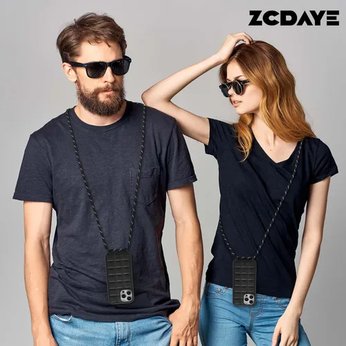 Miniatura 7 de ZCDAYE Funda para iPhone 13 Pro Max con correa, funda de silicona suave con cordón cruzado para teléfono, correa de hombro ajustable para el cuello