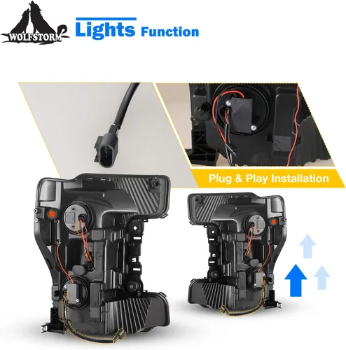 Miniatura 5 de Conjunto de faros delanteros para Ford F250, F350, F450, F550, F550 2017, 2018, 2019, 2020, con modos de iluminación LED funcionales, DRL, reemplazo