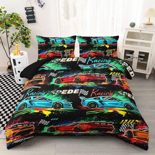 Miniatura 9 de AILONEN Juego de ropa de cama con estampado de gato en acuarela, tamaño individual con gatos y huellas para niños y niñas, juego de edredón suave