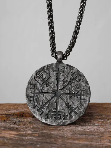 Miniatura 2 de HAQUIL Viking Antique Necklace, Helm of Awe Aegishjalmur Pendant, Viking Norse Jewelry Gift for Men and Women