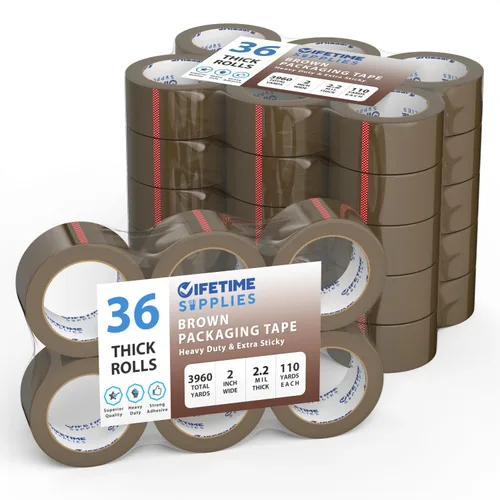 Miniatura 10 de Lifetime Supplies 6 Rollos 2.4 mil Transparente 65 Yardas Cada (390 Yardas Total) 2" Cinta de Embalaje Premium Cinta de Embalaje Resistente