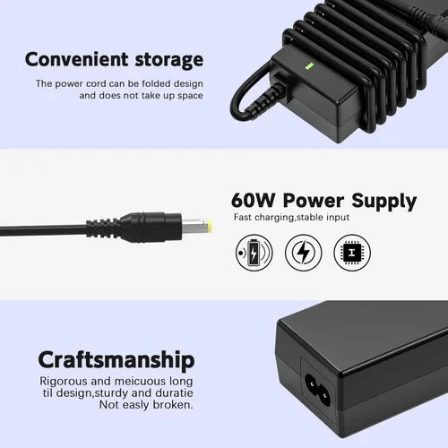 Miniatura 6 de Adaptador de corriente de 12V 5A compatible con Insignia TV 19″ 20″ 24″ 28″ 32″ LED HDTV NS-32D220NA16, NS-32D420NA16, NS-32D312NA15