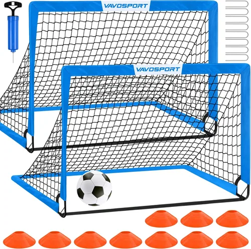 Miniatura 11 de Juego de porterías de fútbol para niños para patio trasero – 2 de 4 x 3 pies, equipo portátil de entrenamiento de portería de fútbol, red de fútbol