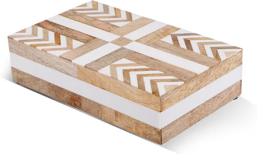 Miniatura 63 de Handicrafts Home Caja de recuerdo decorativa de 8 x 5 – Pequeña caja organizadora con tapa, almacenamiento decorativo Boho, caja de memoria retro