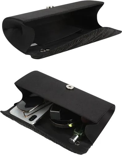 Miniatura 3 de Evevictor Bolsos de mano para mujer, bolso de mano formal de noche, sobre de hombro, bolso de fiesta para boda, cóctel, baile de graduación, Negro