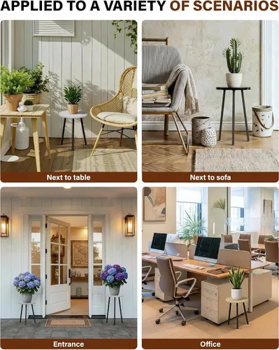 Miniatura 4 de Soporte alto para plantas de interior: soporte de esquina de madera para plantas, paquete de 2 unidades, decoración moderna de mediados de siglo