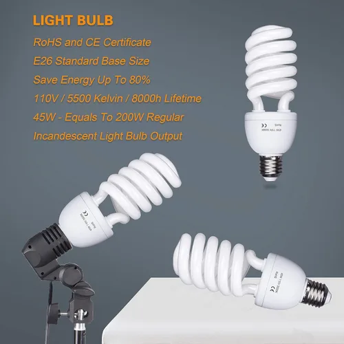 Miniatura 5 de EMART Kit de Iluminación de Fotografía con Paraguas, Bombillas de 200/700W, Conjunto de Reflector Fotográfico Continuo de Luz Suave para Retrato