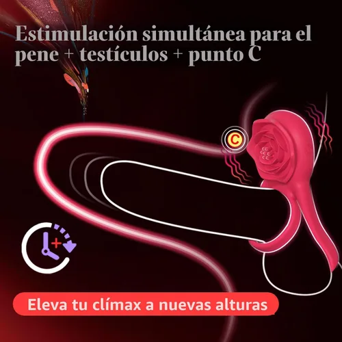 Miniatura 2 de Anillo vibrador para el pene con estimulador de clítoris rosa, vibrador de placer para parejas, juguetes sexuales para adultos para hombres
