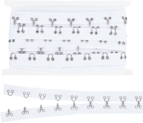 FINGERINSPIRE Cinta de algodón de 3 yardas x 1.6 pulgadas con gancho y ojal, espacio de 1.2 pulgadas/1.2 in, ribete blanco con gancho, cordón de