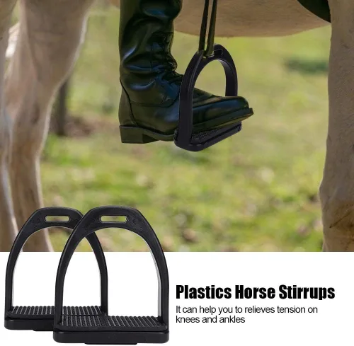 Miniatura 8 de GLOGLOW 1 par de estribos de caballo, estribos de equitación de plástico de alta resistencia con almohadilla de goma antideslizante herramienta