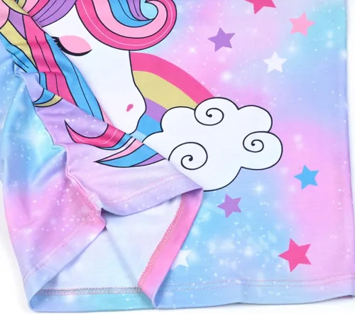 Miniatura 5 de QPANCY Pijamas de unicornio para niñas, conjuntos de pijamas de algodón para niños pequeños