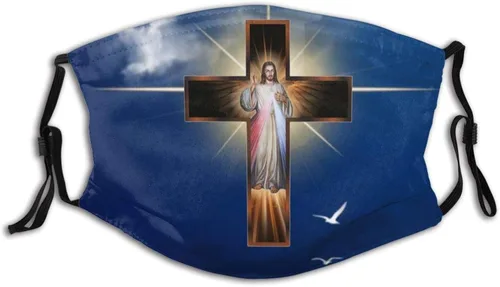goincrond Máscara facial cristiana de Jesús, lavable, de tela, transpirable, reutilizable, con filtros, para adultos, mujeres, hombres y jóvenes