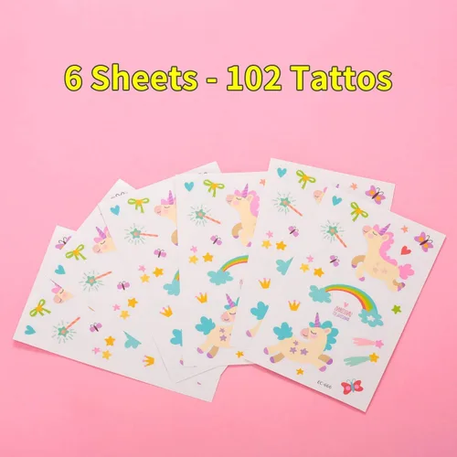 Miniatura 5 de 24 pajitas de plástico reutilizables de unicornio + 6 tatuajes temporales para niñas Suministros para fiesta de cumpleaños – Decoraciones