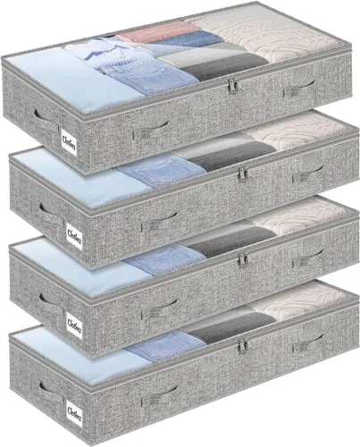 Miniatura 18 de Contenedores de almacenamiento debajo de la cama, paquete de 2 unidades, 4 pulgadas delgado de perfil bajo debajo de la cama, organizador
