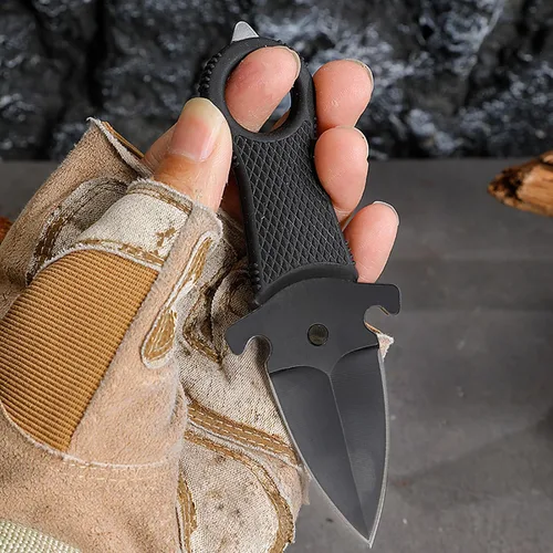 Miniatura 4 de Cuchillo de hoja fija mini HUNTER FORCE, cuchillo táctico de bolsillo para caza con funda de Kydex negro para actividades al aire libre, caza