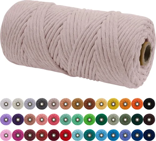 Miniatura 88 de JeogYong Cordón de macramé de un solo hilo 2mm x 164 yardas (492 pies) Cuerda de algodón suave, hilo de macramé 2 mm, suministros de macramé