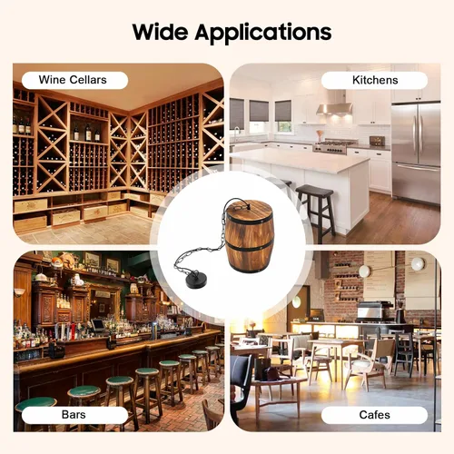 Miniatura 6 de Lámpara colgante de techo retro, madera antigua barril de vino colgante accesorio barra de luz decoración café lámpara de techo, lámpara de techo