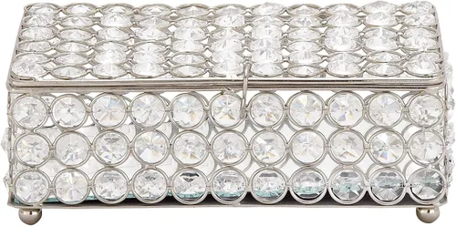 Miniatura 2 de Deco 79 Glam - Joyero rectangular de metal, 8 x 4 x 3 pulgadas, color plateado