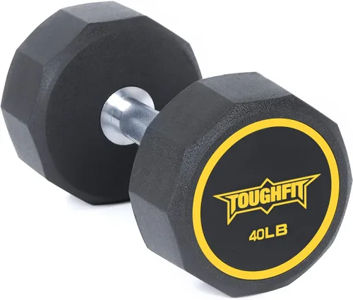 Miniatura 9 de ToughFit Decagon - Juego de mancuernas negras con revestimiento PEV, pesas libres con mango de hierro moleteado antideslizante en pares