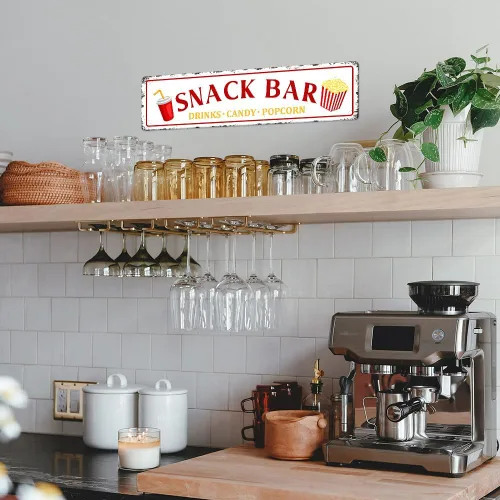 Miniatura 5 de Letrero de metal con diseño de palomitas de maíz para snack bar, bar, bar, cafetería, cocina, decoración de pared del hogar, regalo novedoso, 16 x 4