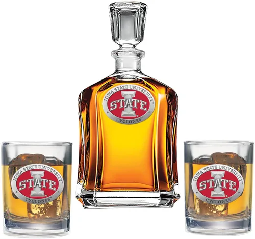Miniatura 17 de Heritage Pewter Juego de decantador Appalachian State con 2 vasos combinados, vertedor de 24 onzas con 2 vasos dobles antiguos, vidrio de peltre