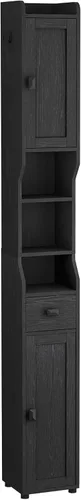 Miniatura 8 de HEXCELEN Gabinete de almacenamiento para baño, gabinete de baño estrecho y alto, gabinetes de piso independientes con 2 puertas y 1 cajón