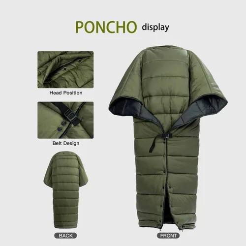 Miniatura 4 de Onewind Colcha Superior para Hamaca con Caja para Pies, Edredón Ligero y Portátil para Dormir, Saco de Dormir para Camping para Mochilero y De Verde