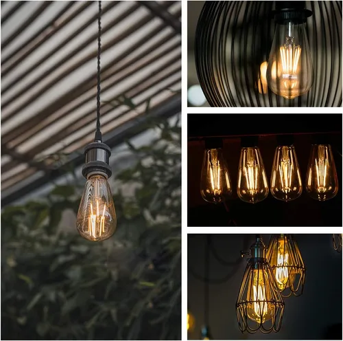 Miniatura 6 de Paquete de 6 bombillas LED Edison vintage, equivalente a 60 vatios, (ST19/ST64) bombillas de filamento LED, CRI 95+, luz blanca suave de 2700K,