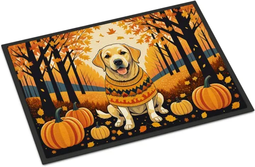 Caroline's Treasures DAC1056MAT - Tapete de otoño amarillo de 18 x 27 pulgadas, tapete para puerta delantera, interior y exterior, para entrada,