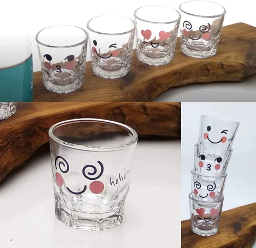 Miniatura 8 de LENITH ] Juego de vasos de chupito coreanos Soju, 1.7 onzas, vidrio transparente con carácter, vidrio en forma de corazón para whisky, tequila