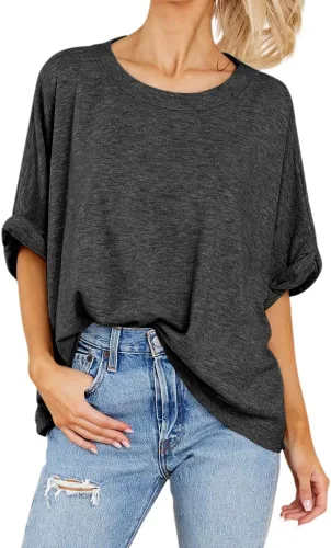 Miniatura 2 de Camiseta de gran tamaño para mujer, de verano, casual, de manga corta, holgada