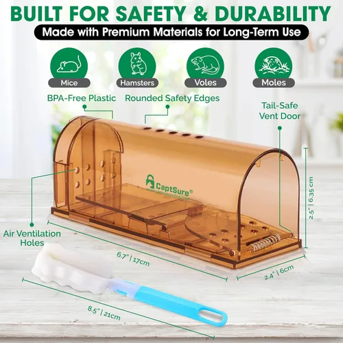 Miniatura 2 de CaptSure Paquete de 2 Trampas Humanas para Ratones de Interior para el Hogar - Trampa Pequeña para Ratones Vivos Atrapar y Liberar, Trampas