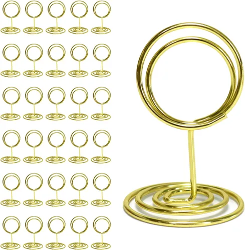 Paquete de 30 soportes para tarjetas de mesa, soporte para tarjetas de fotos, clips de menú con nombres, soportes pequeños para letreros de mesa