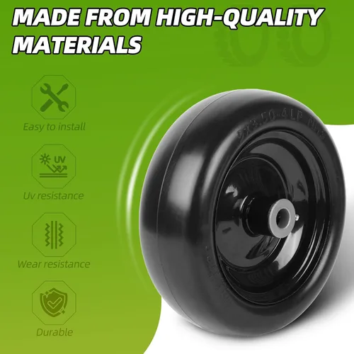 Miniatura 3 de Paquete de 4 neumáticos para cortacésped de 9 x 3.50-4 pulgadas con buje centrado de 3.5 pulgadas, bujes de 3/4 pulgadas y conjuntos de ruedas