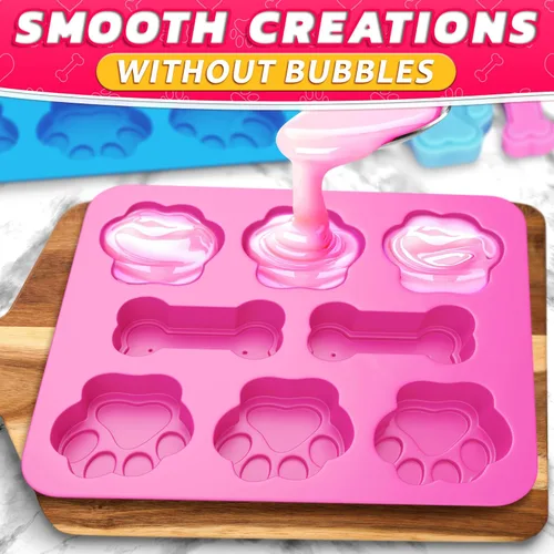 Miniatura 8 de 2 moldes de silicona para golosinas para perros, moldes congelados para hornear y congelar con formas de huesos y patas de cachorro, fácil
