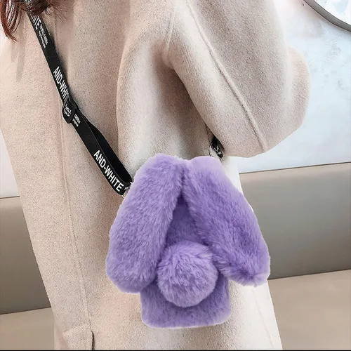 Miniatura 2 de Funda de orejas de conejo para Moto G Stylus 5G 2023, funda con correa cruzada, mullida, bonita, para mujeres y niñas, funda protectora de piel