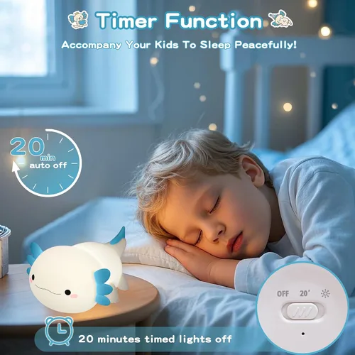 Miniatura 3 de FAMIDUO Luz Nocturna de Ajolote, Linda Lámpara de Ajolote, Luz Nocturna de Silicona de Grado Alimenticio para Guardería, Lámpara de Noche Axolotl