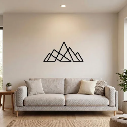 Demissle Arte de pared de metal de montaña, decoración de pared de metal de montaña negra, 15.7 x 7.6 pulgadas, letrero rústico, esculturas de