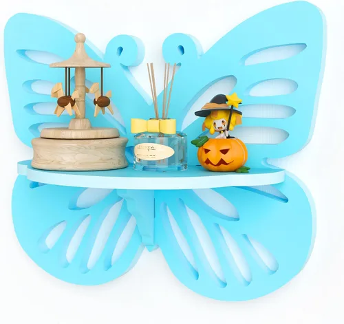 Miniatura 8 de Estante flotante en forma de mariposa rosa para habitación de niña, bonito estante de pared para decoración de guardería, pequeño estante decorativo