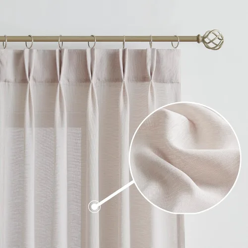 Miniatura 2 de Enactex Cortinas plisadas de lino con textura de 25 x 95 pulgadas, cortinas semitraslúcidas con pestañas traseras, filtrantes de luz, para sala