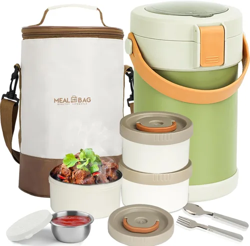 Miniatura 13 de Audult - Contenedor térmico de alimentos calientes de 67 onzas, contenedor de alimentos aislado de acero inoxidable de 2 litros de 3 capas, termo