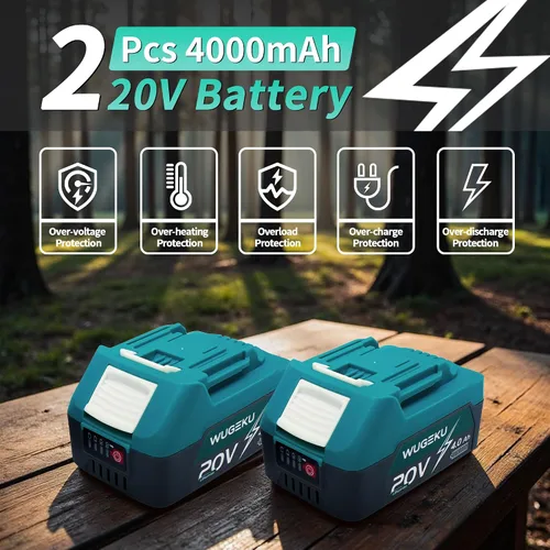 Miniatura 3 de Motosierra eléctrica de 12" y 10" inalámbrica, 20V sin escobillas, juego 2 baterías de 4.0 AH, 4 cadenas, engrasador automático, tensión de cadena