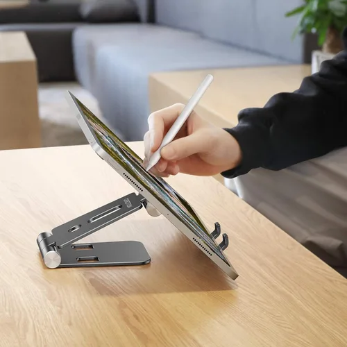 Miniatura 4 de OMOTON Soporte plegable para teléfono celular, soporte de aluminio portátil C4, soporte ajustable para teléfono compatible con iPhone 13/12/11 Pro