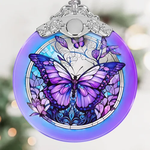 Miniatura 9 de Adorno colgante de vidrieras de Phoenix, idea de decoración para árbol de Navidad