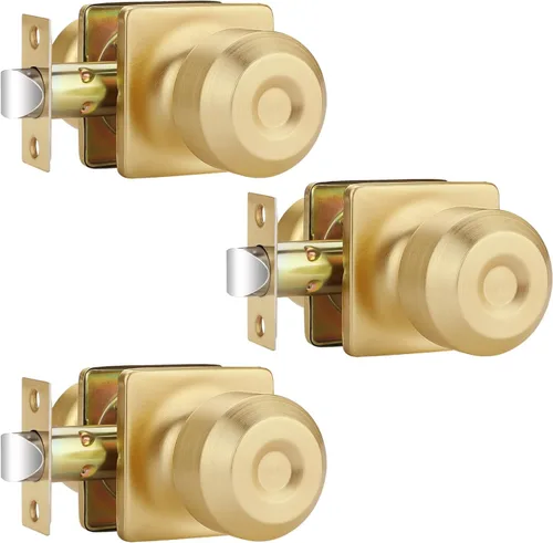 Miniatura 18 de EHOMEWARE Paquete de 2 pomos de puerta interiores, manija de puerta negra con cerradura, pomo de puerta de dormitorio/baño sin llave, pomo redondo
