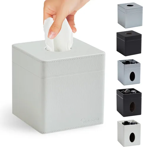 Miniatura 8 de Cubierta para Caja de Paños Cuadrada, Organizador Moderno de Cubo de Paños de Cuero PU Decorativo - Crema Albaricoque